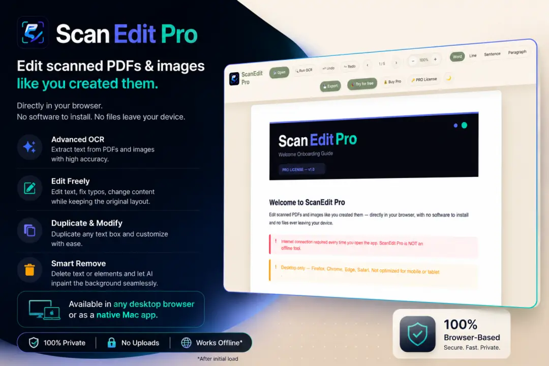 ScanEdit Pro — edit scanned PDFs and images like you created them